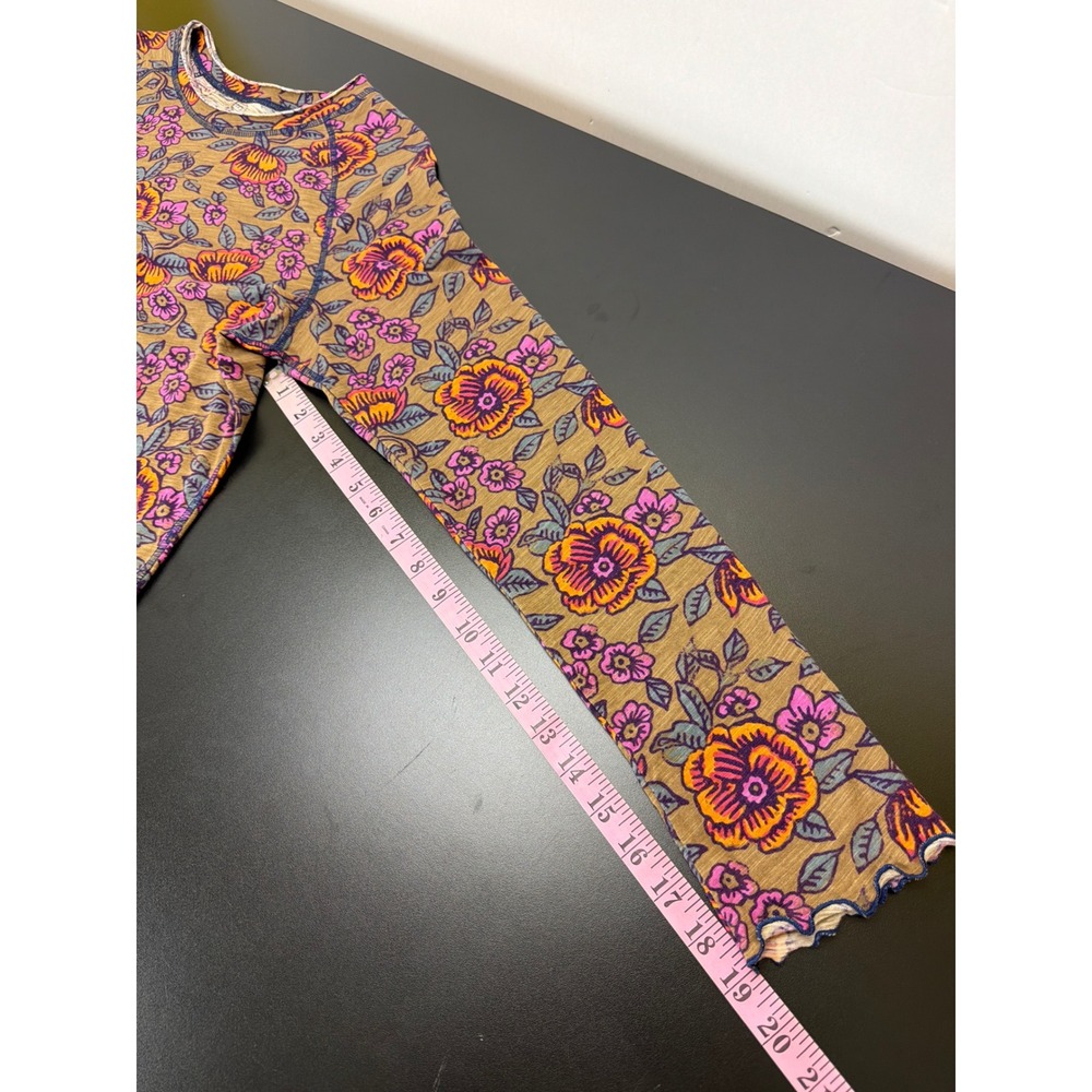 Natural Life Floral Multicolor Cotton Pullover Top Long Sleeve Lettuce Trim - Picture 9 of 9